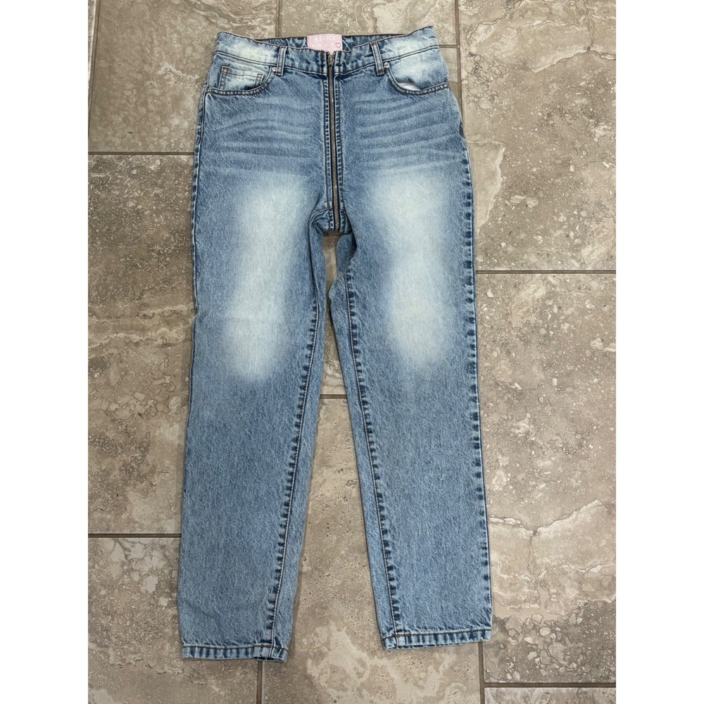 Revice Denim‎ Venus Full Zip Straight Leg Jeans Light Wash Blue Womens 28